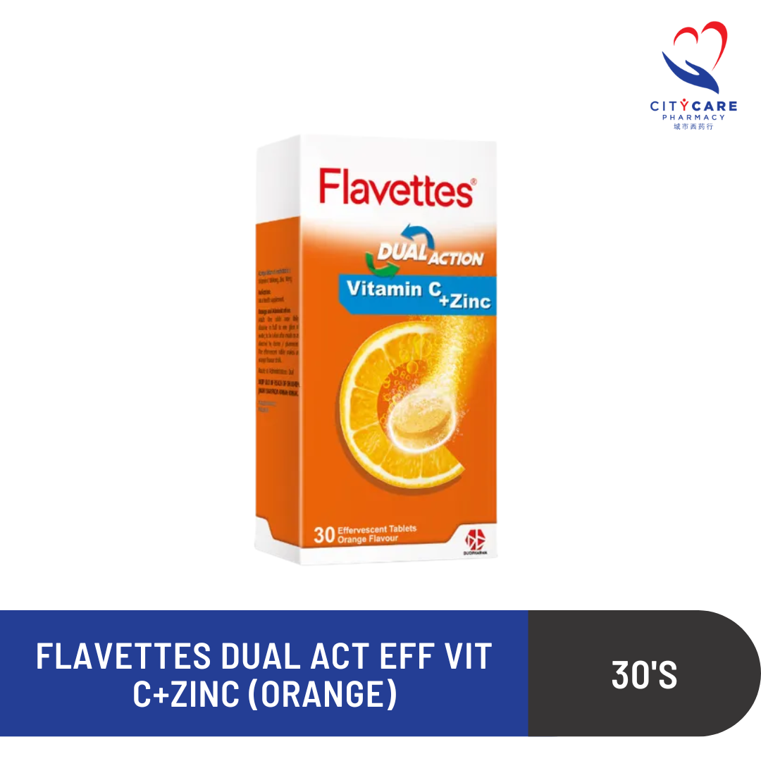 FLAVETTES DUAL ACT EFF VIT C+ZINC (30'S) ORANGE